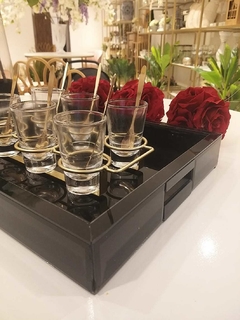 Imagen de SET X 6 COPETINEROS DE VIDRIO CON CUCHARA Y RACK DE METAL 26X14
