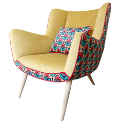 Combo Sillon Retro Berger Telas Estampadas + Puff + Almohadón - tienda online