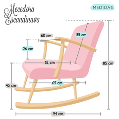 Imagen de Mecedora Lactancia Materna. Modelo Escandinava + Puff apoyapiés. Telas a Elección