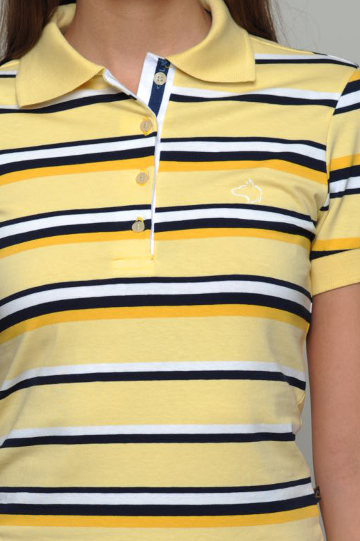 camiseta polo feminina listrada