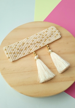 PULSERA BEIGE DORADO