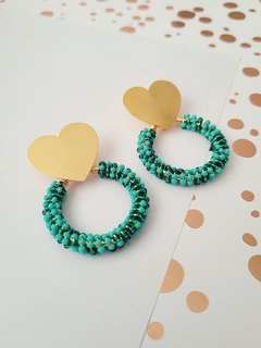ARETES CORAZON TURQUESA