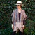 Diamond Ruana / Open poncho in llama wool (Brown) - online store