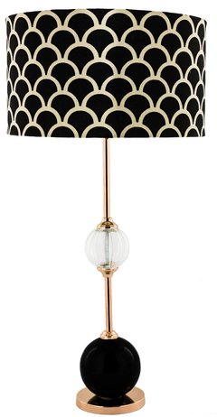 LÁMPARA NEW YORK COBRE 54Cm (Cerámica Negro+Vidrio) Y PANTALLA ESCAMAS