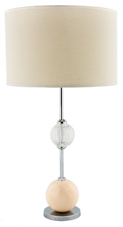 LÁMPARA NEW YORK CROMO 54Cm (Cerámica Natural+Vidrio) Y PANTALLA NATURAL