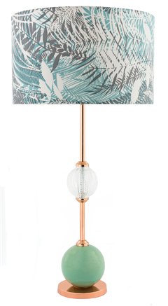 LÁMPARA NEW YORK COBRE 54Cm (Cerámica Aqua+Vidrio) Y PANTALLA SELVA AQUA