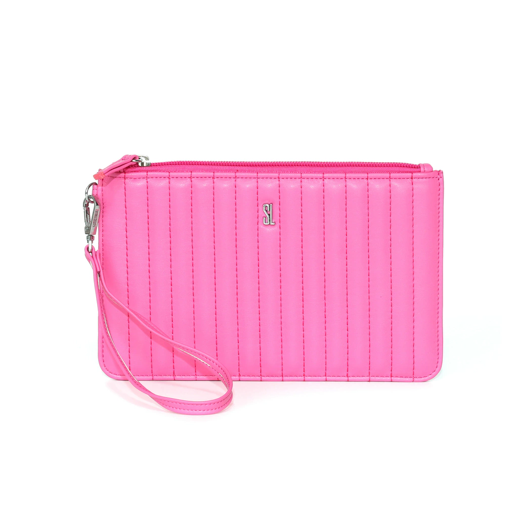 Clutch Santa Lolla Rosa Hibisco Matelassê Alça Mão