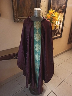 CASULLA BORDO CON GALON LITURGICO VERDE INCLUYE ESTOLA