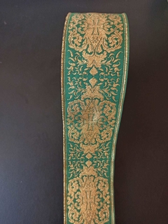 GALON LITURGICO VERDE Y DORADO. 5 CM ANCHO. PRECIO X 1 METRO