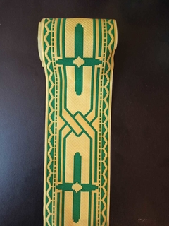 GALON LITURGICO AMARILLO CON VERDE 10 CM DE ANCHO. PRECIO X 1 METRO