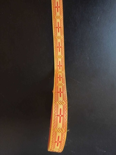 GALON LITURGICO AMARILLO CON ROJO 2 CM ANCHO. PRECIO X 1 METRO