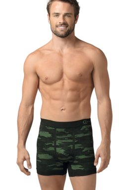 Zeus - Cueca Boxer Camuflada Ultraleve, em microfibra, sem costuras laterais.