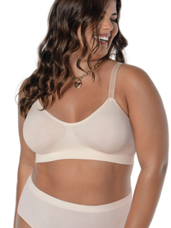 Sutiã Conforto Ultraleve Plus, Sem costura, Sem fecho, Alças largas, Plus Size.
