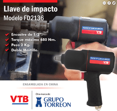 LLave de impactos encastre 1/2" marca VTB modelo FD 2136 - comprar online