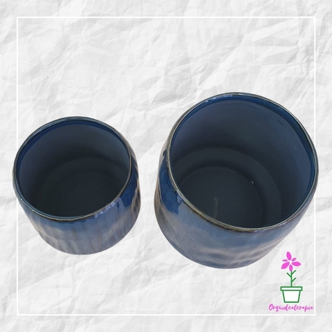 Dupla De Vasos De Cerâmica Linha Senne Blauw Azul