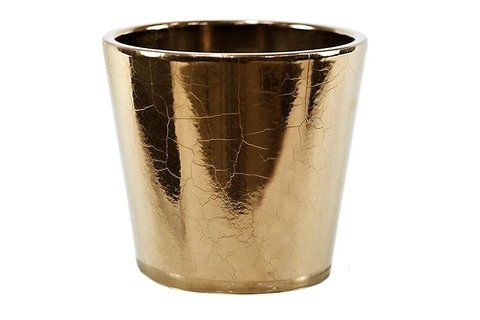 Vaso cachepô de cerâmica holandesa ouro orquideaterapia