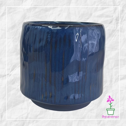 Vaso Cachepô Cerâmica Senne Azul D11 A11