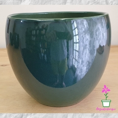vaso-cachepô-cerâmica-lorance-verde-metal-d19-a15-orquideaterapia