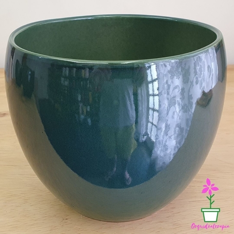 vaso-cachepô-cerâmica-lorance-verde-metal-d19-a15-orquideaterapia