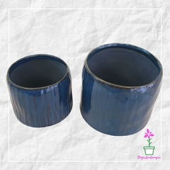 Dupla De Vasos De Cerâmica Linha Senne Blauw Azul - comprar online