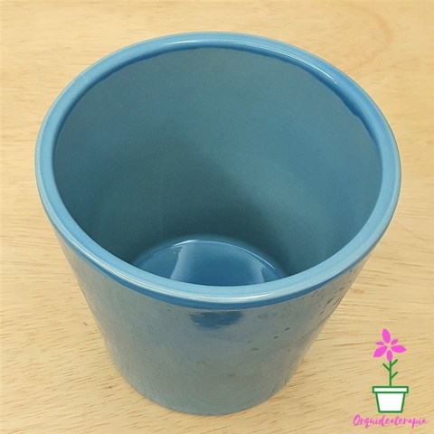 Vaso cachepô de cerâmica holandesa azul orquideaterapia