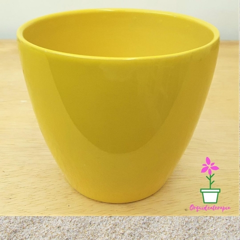 vaso cachepô cerâmica genoa amarelo orquideaterapia
