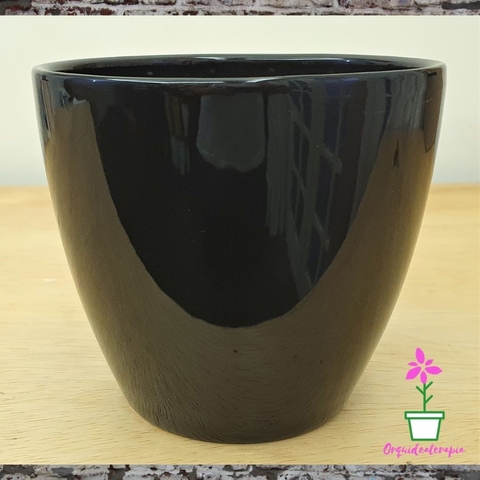 vaso cachepô cerâmica genoa preto orquideaterapia