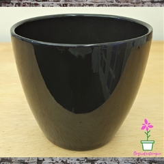 vaso cachepô cerâmica genoa preto d14 a13 orquideaterapia