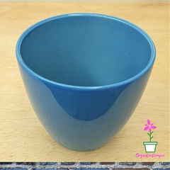 vaso cachepô cerâmica genoa azul orquideaterapia