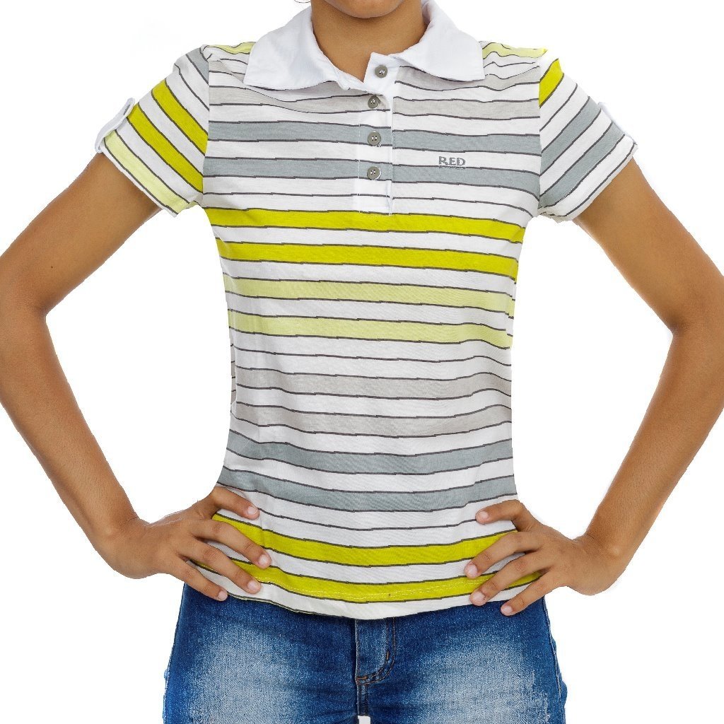 camiseta polo feminina listrada