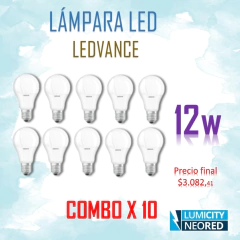LÁMPARA LED 12W LEDVANCE E27 LUZ FRÍA "COMBO POR 10 UNIDADES"