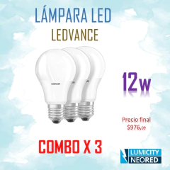 LÁMPARA LED 12W LEDVANCE E27 LUZ FRÍA "COMBO POR 3 UNIDADES"