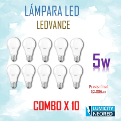 LÁMPARA LED 5W LEDVANCE E27 LUZ FRÍA "COMBO POR 10 UNIDADES"