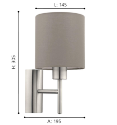 Moderno Aplique de Pared Diseño tipo Eglo Austríaco Fijo color Acero con pantalla Blanca interior Dorado para foco LED E27 - comprar online