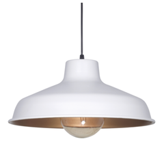 Nuevo!! Colgante tipo Galponero Industrial de Chapa ø 40cm color Gris Blanco con Interior Color Oro Mate para lámpara LED