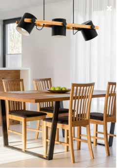 Lámpara Colgante de 3 luces estilo tipo Nórdico Vintage en Diseño Industrial Madera y Negro para foco LED - Lumicity