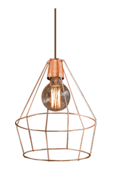 Colgante Jaula Diamante Cobre ø20 H=30CM para foco LED