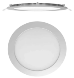 Plafón de Embutir Panel LED 12w Redondo Luz Cálida marco color Blanco