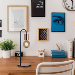 Velador Negro Hierro Vintage para foco LED h=40cm - comprar online