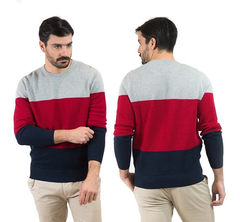 Sweater Oxford Polo Club Hombre S19522 Gris Rojo Y Azul