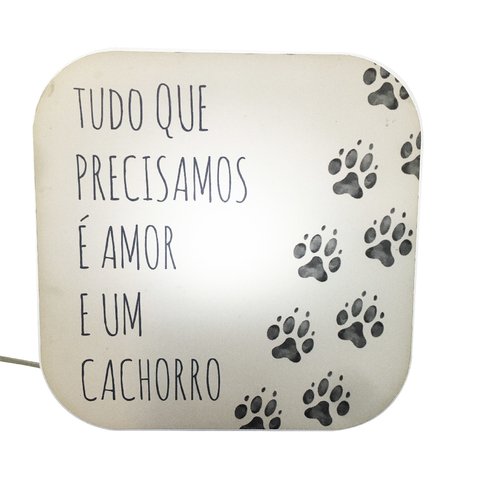 Luminária Ledito Box Color - Tudo Que Precisamos É De Amor E Um Cachorro