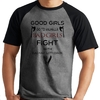 Camiseta Vikings Ragnar Bad Girls Raglan Mescla Curta