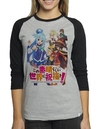 Camiseta Kono Subarashi Anime Raglan Mescla Babylook 3/4