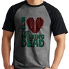 Camiseta I 3 S2 Amo Walking Dead Série Raglan Mescla Curta