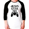 Camiseta Jesus Esta No Controle Raglan Manga 3/4 Unissex