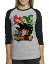 Camiseta Dragon Ball Super V3 Raglan Mescla Babylook 3/4