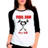 Camiseta Pear Jam Alive Raglan Babylook 3/4