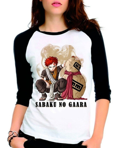 Camiseta Naruto Shippuuden Sabaku Gaara Raglan Babylook 3/4 - comprar online