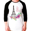 Camiseta In Love With Paris Raglan Manga 3/4 Unissex