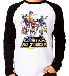 Camiseta Cavaleiros Do Zodiaco Saint Seiya Raglan Longa - comprar online